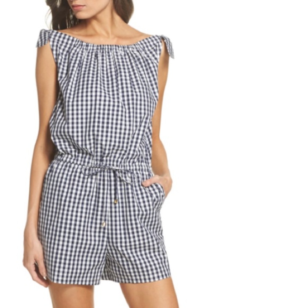 NWT Tory Burch Gingham Check Romper - Large